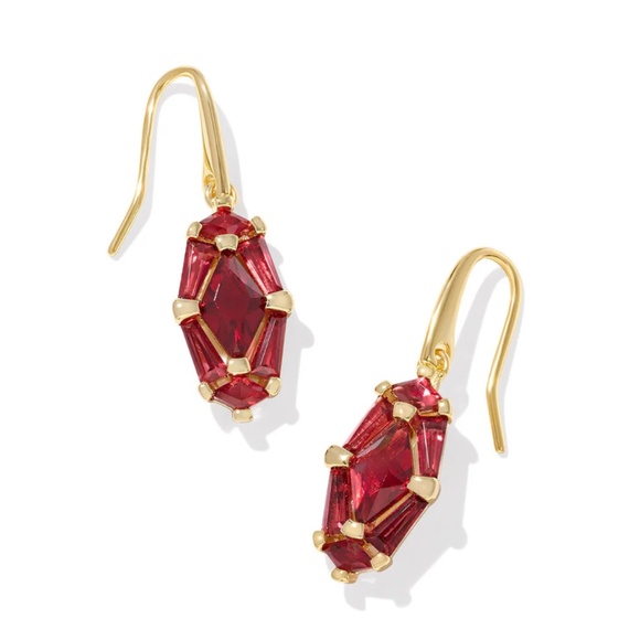 Kendra Scott LINDY RAE LEE DROP EARRINGS - GOLD RED CRYSTAL - Picture 1 of 1